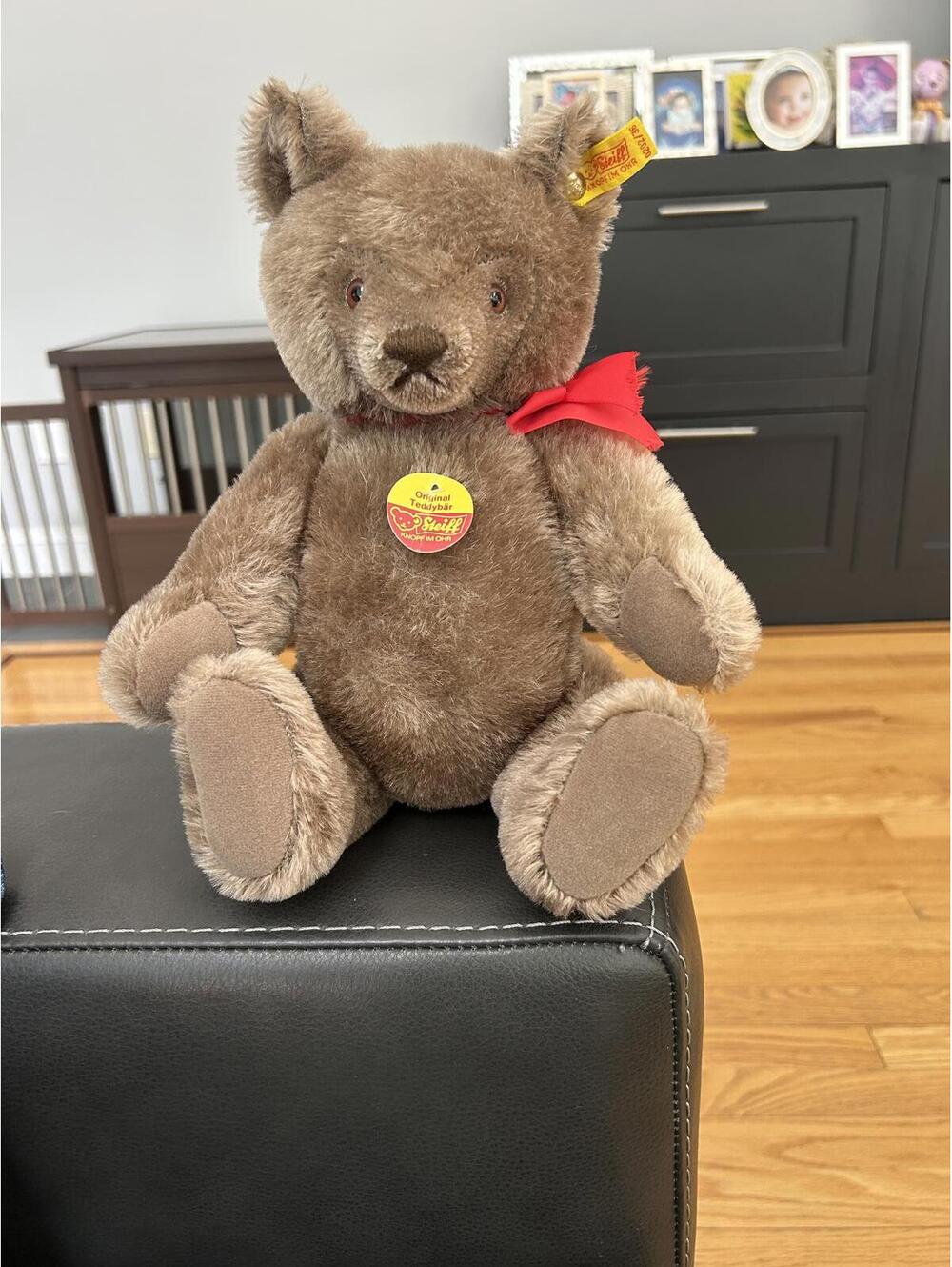 Steiff Teddy Bear with Red Ribbon - Classic Plush Toy